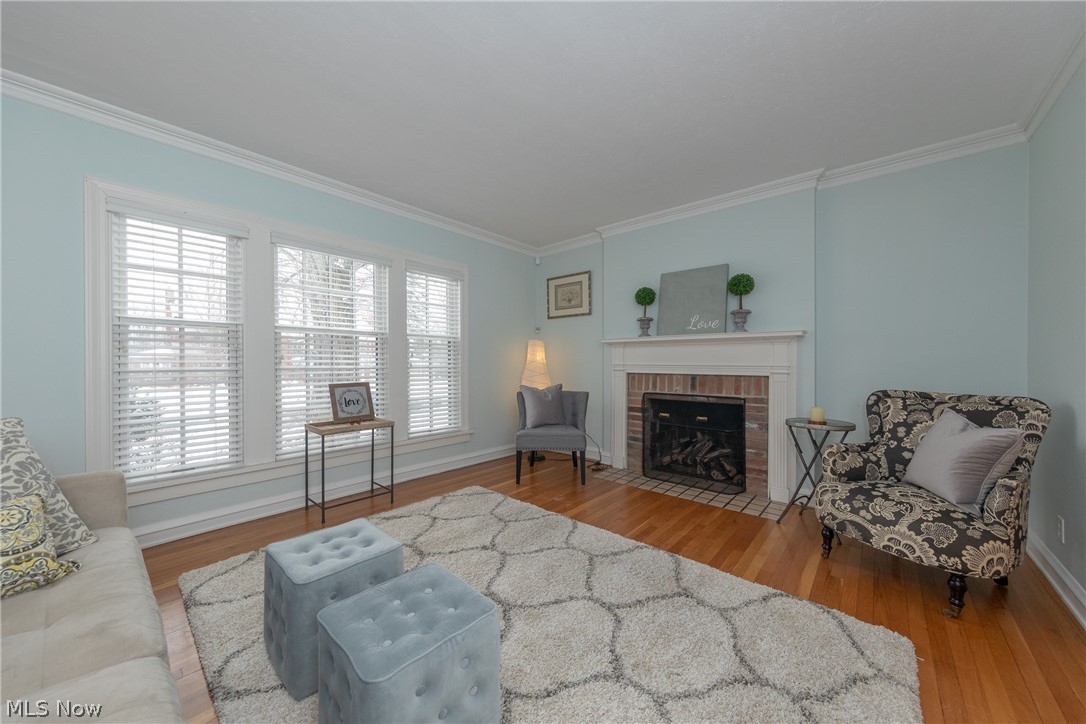 3329 Chalfant Road Cleveland, OH 44120 - Photo 3 of 33 The Living Room with handsome, brick surround fireplace as the focal point