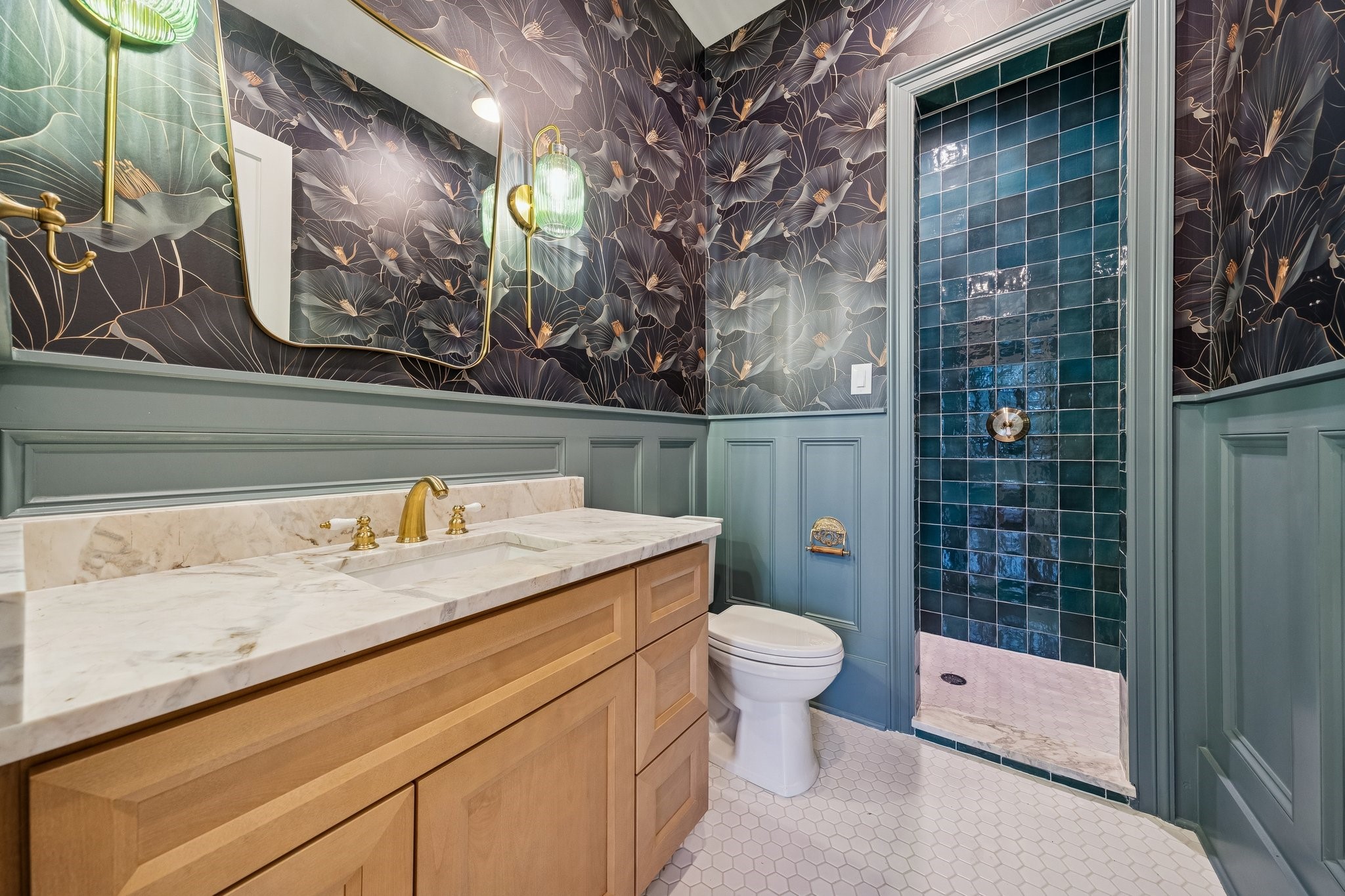 511 Graceland Street Houston, TX 77009 - Photo 7 of 10 The most gorgeous guest bathroom next to the foyer. That green tile is perfection.
