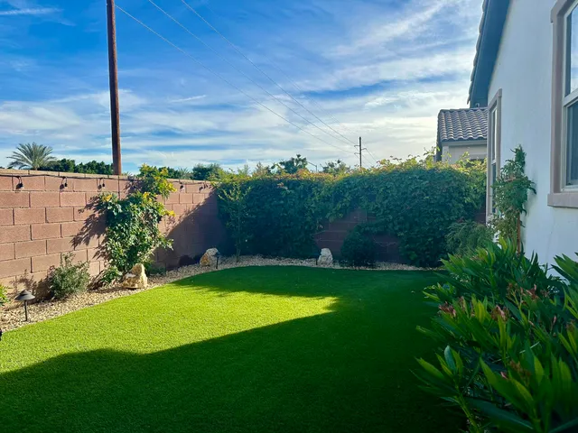 a view of a terrace with a garden