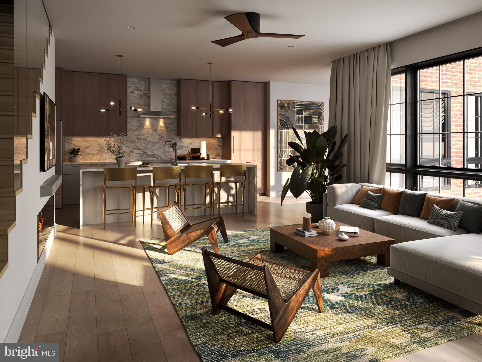 225 Quarry Street, Unit PHS Philadelphia, PA 19106 - Photo 5 of 10 a living room with furniture and wooden floor