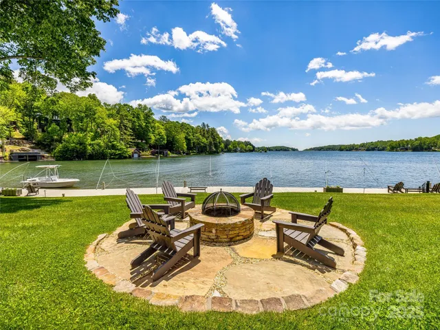 a garden view with a lake view