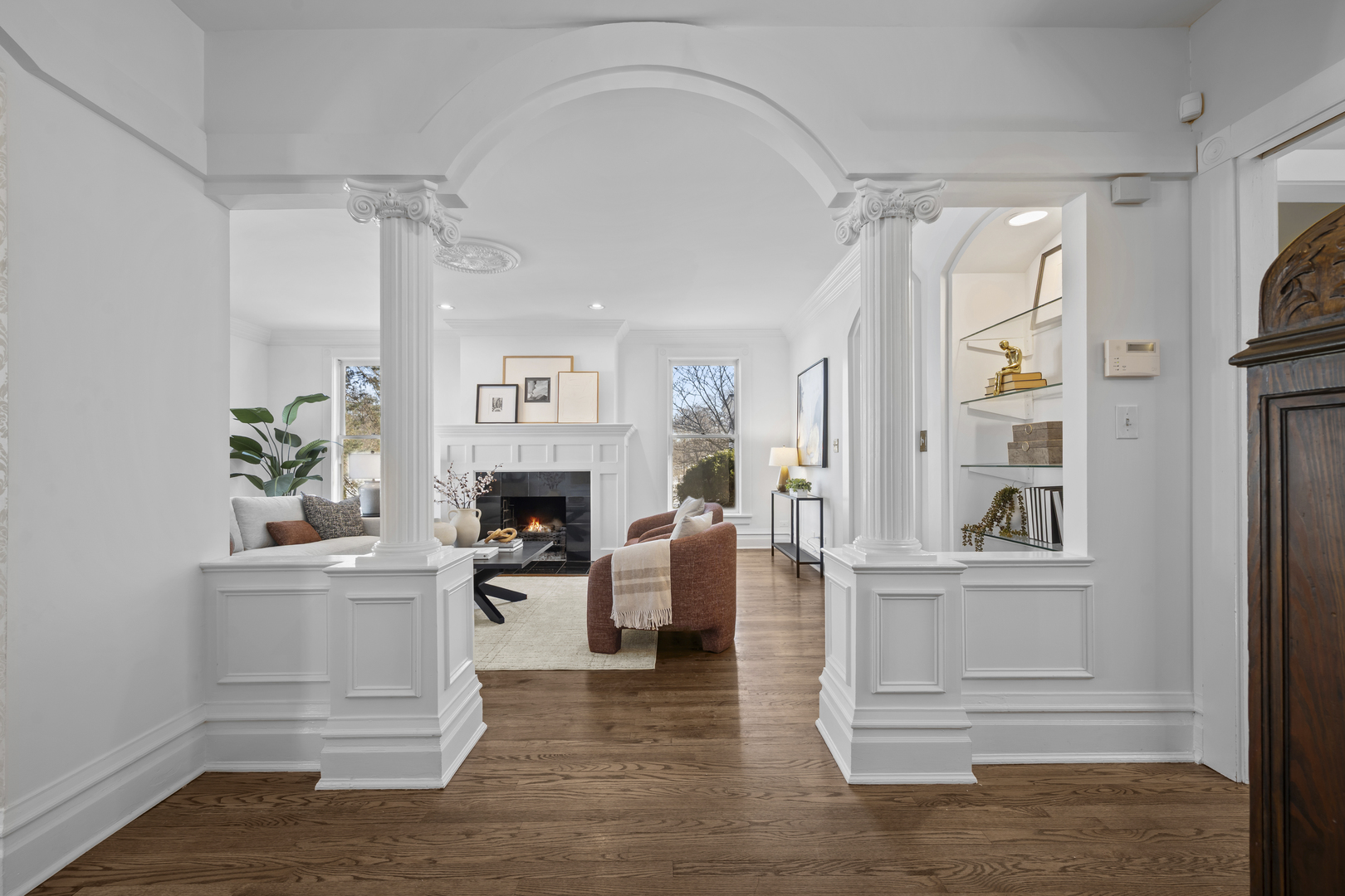 399 East Deerpath Road Lake Forest, IL 60045 - Photo 9 of 61 a living room with fireplace furniture and a window