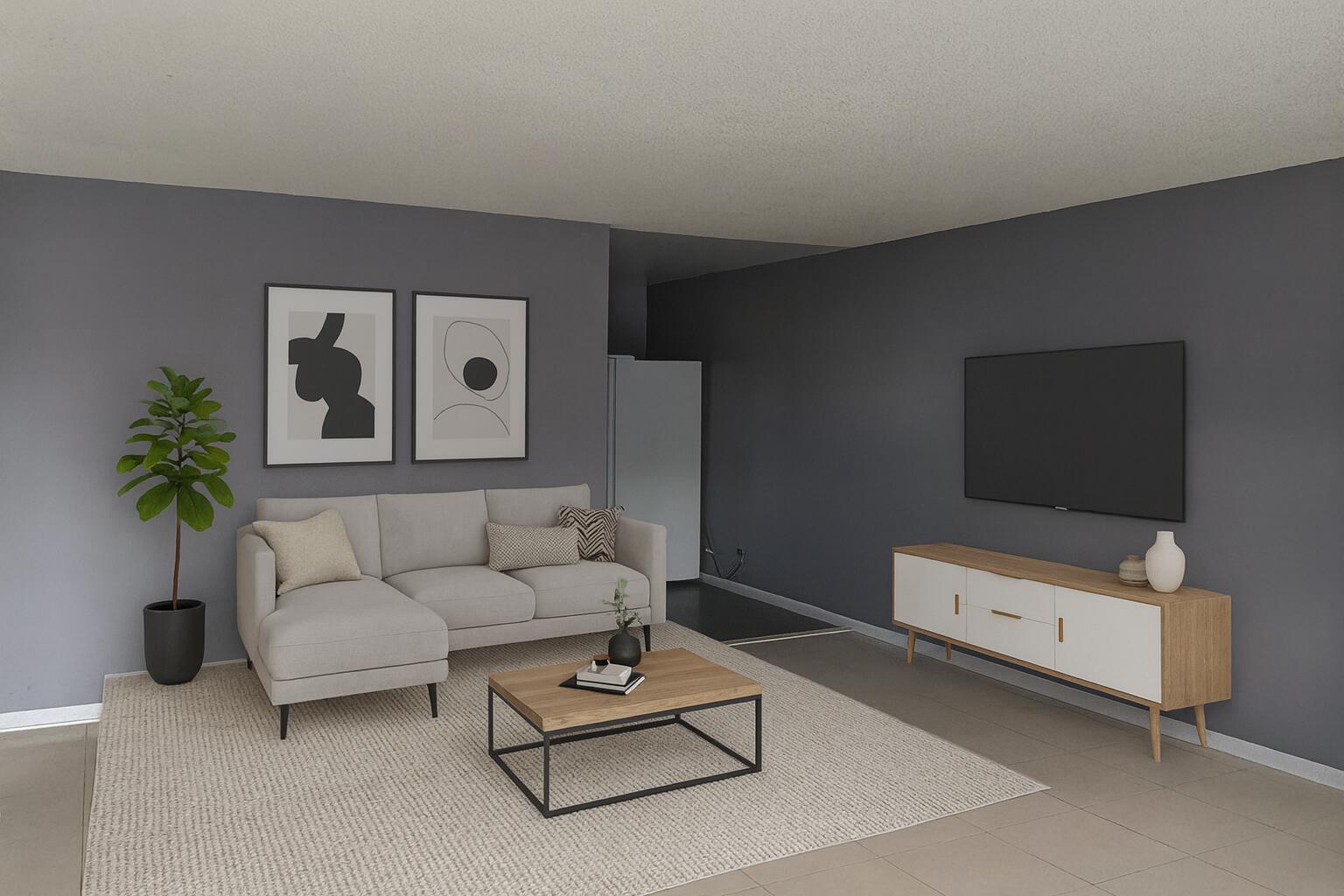 451 Silver Beach Road, Unit 1 Riviera Beach, FL 33403 - Photo 14 of 29 a living room with furniture and a flat screen tv