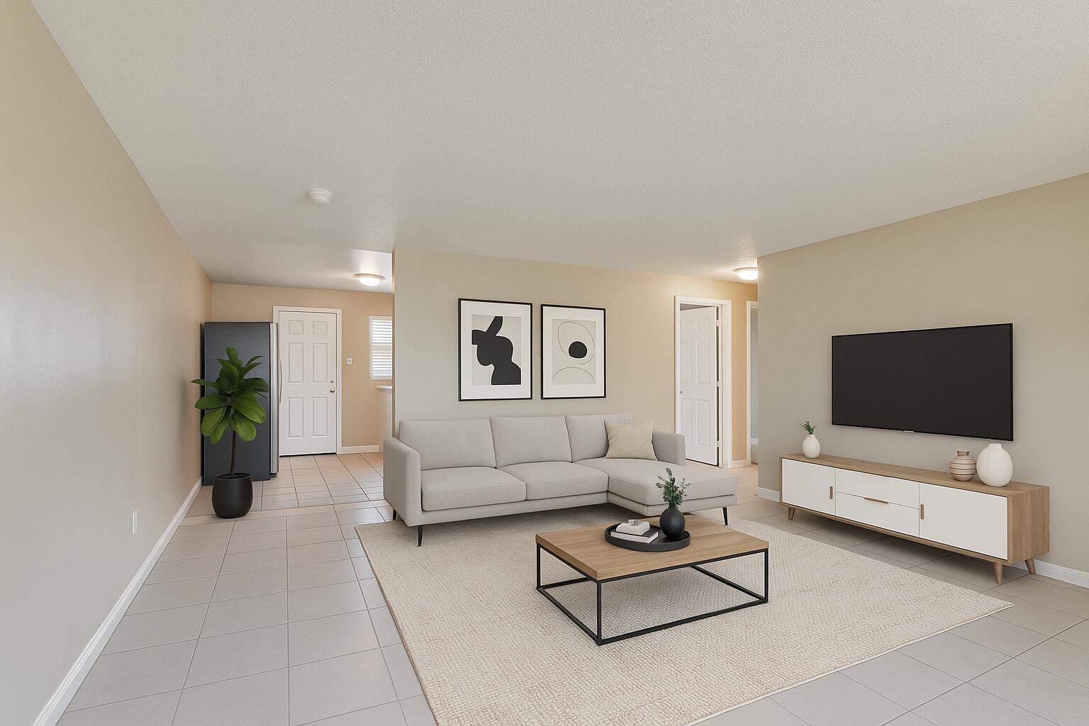 451 Silver Beach Road, Unit 1 Riviera Beach, FL 33403 - Photo 8 of 29 a living room with furniture and a flat screen tv