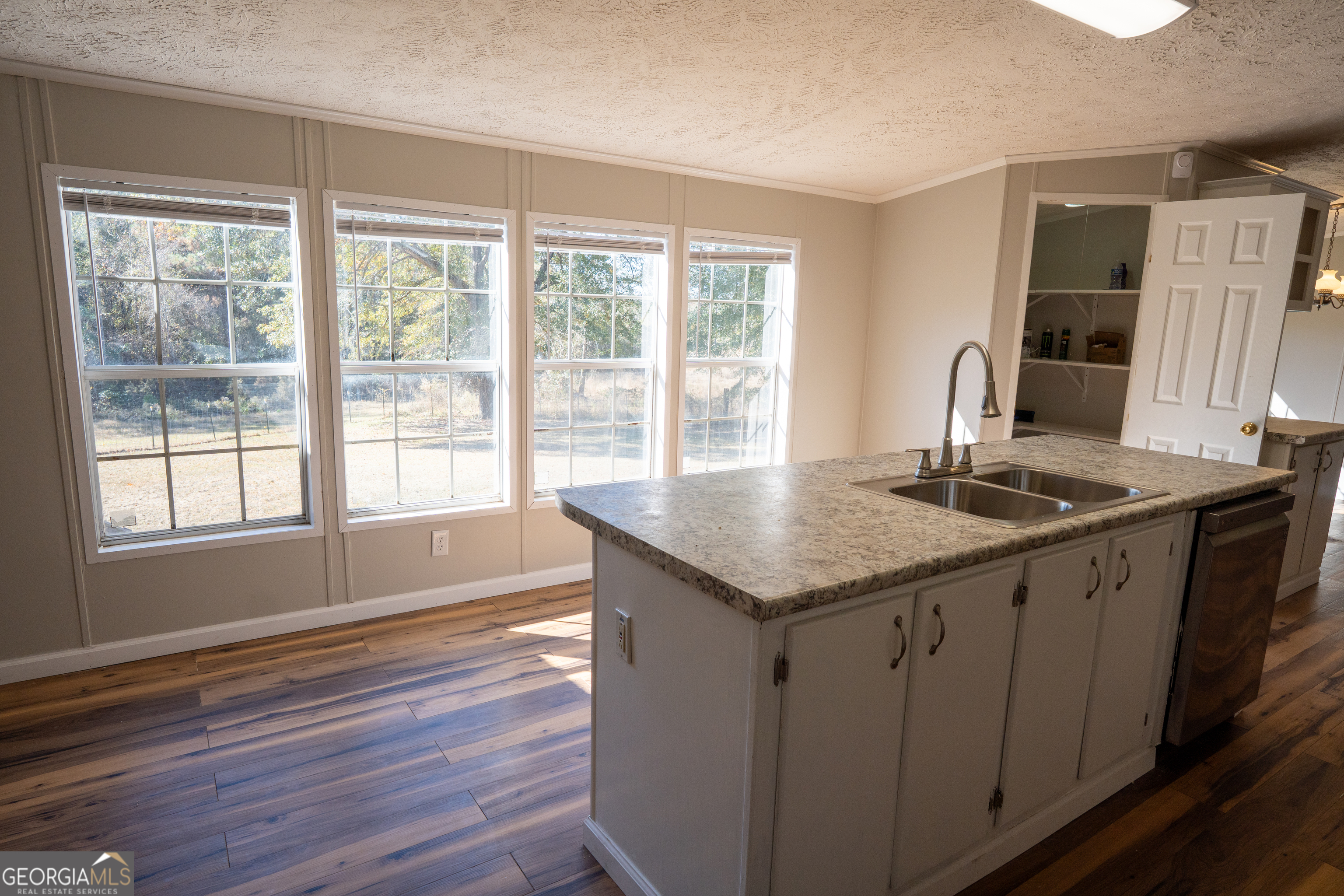 1100 Sapp Road Dry Branch, GA 31020 - Photo 7 of 54 a kitchen with granite countertop a sink and wooden floor