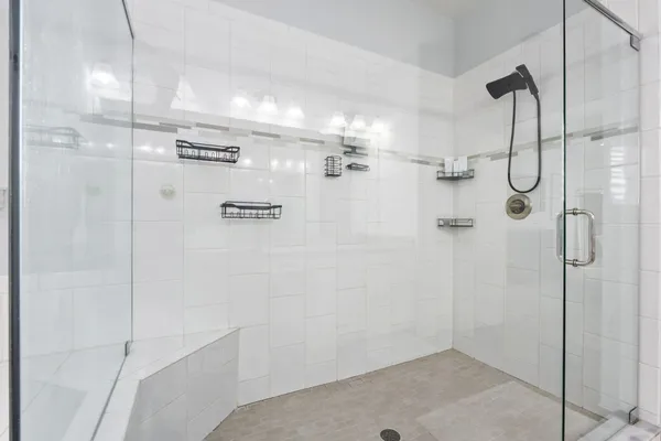 a bathroom with a shower