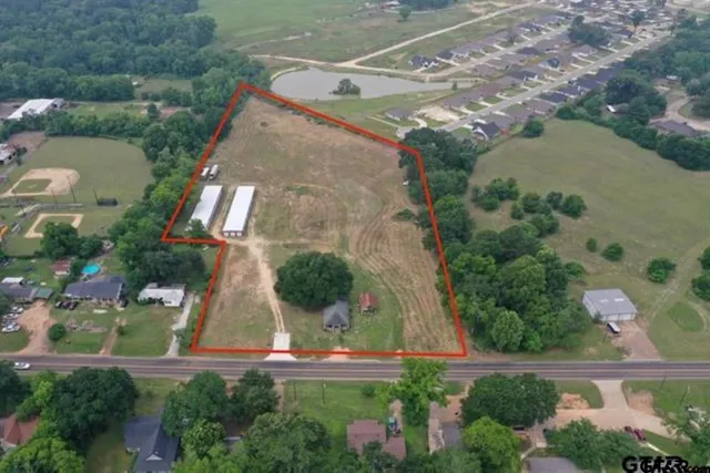 an aerial view of a house