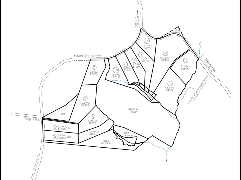 This plat map illustrates the division of land into multiple parcels, ideal for development.