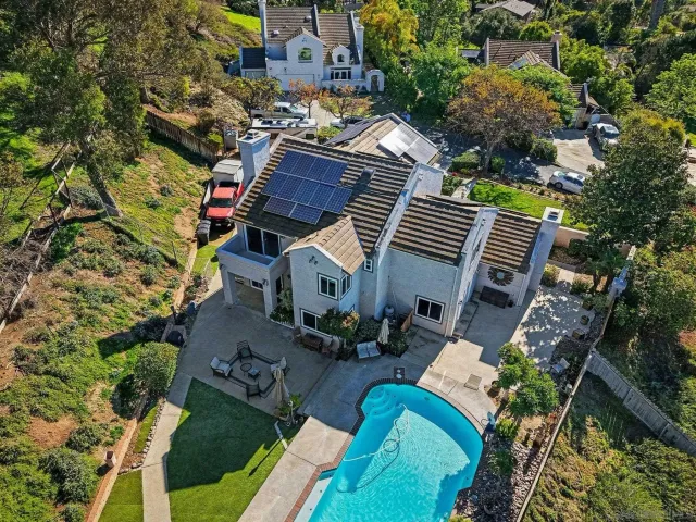 an aerial view of a house