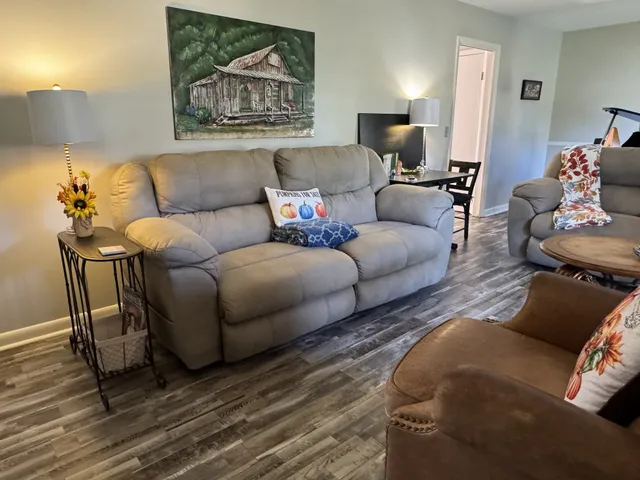 a living room with furniture and a couch