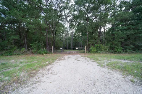 a backyard of a house with lots of trees