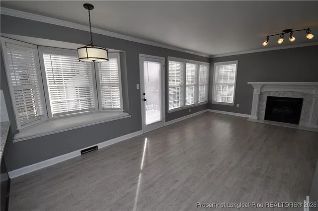 a large kitchen with a chandelier