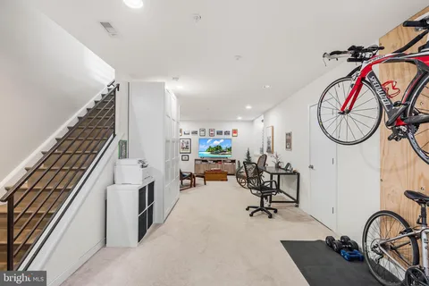 a view of a room with gym equipment
