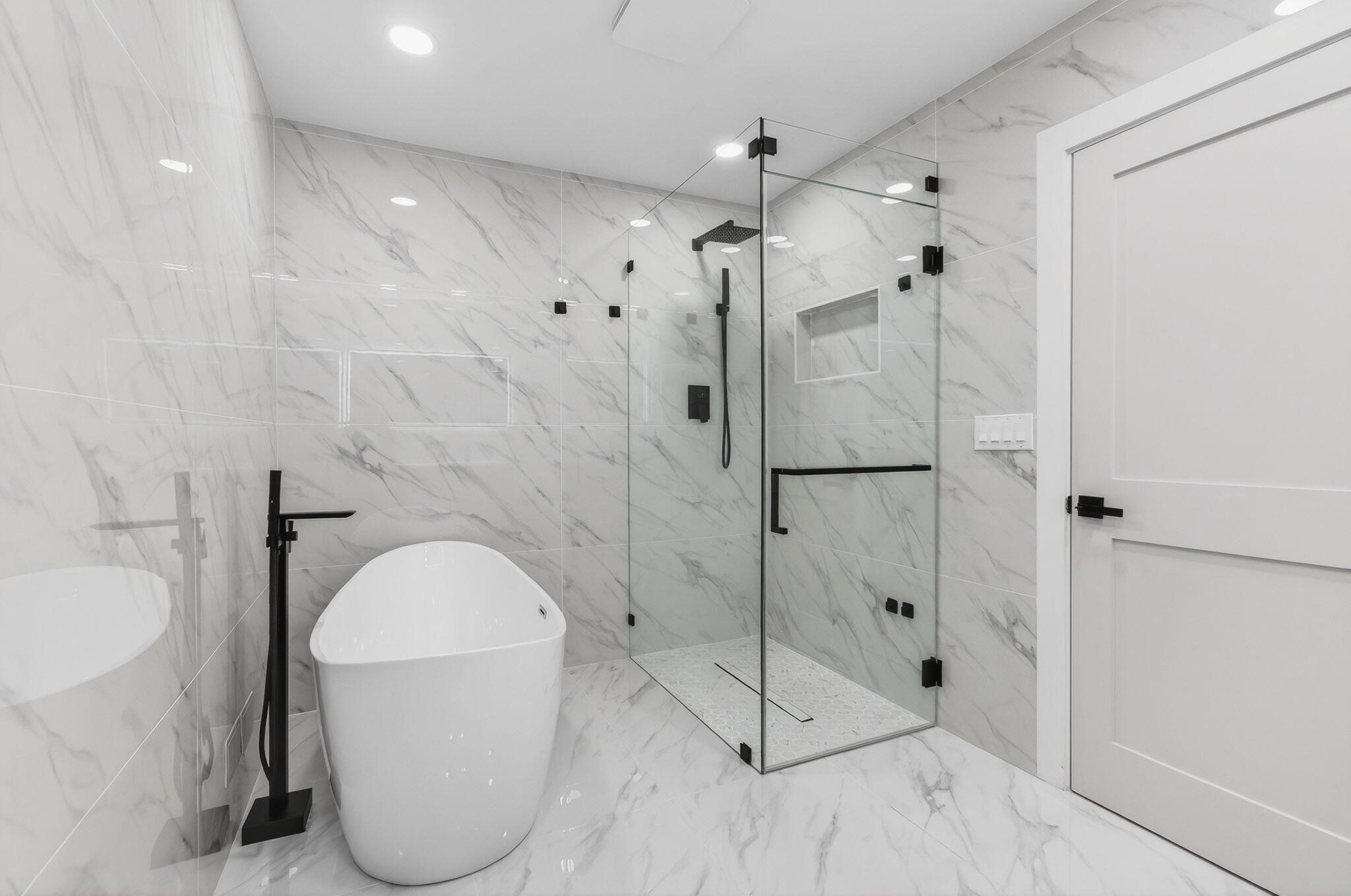 360 Southwest 2nd Street Boca Raton, FL 33432 - Photo 38 of 100 a bathroom with a granite countertop sink a toilet and shower