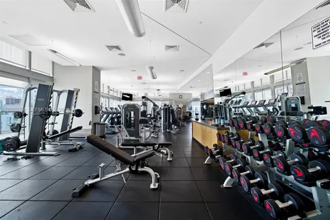 a view of a room with gym equipment