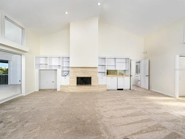 a large kitchen with cabinets