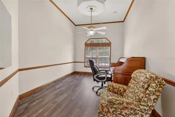 a view of a room with racks on the wall