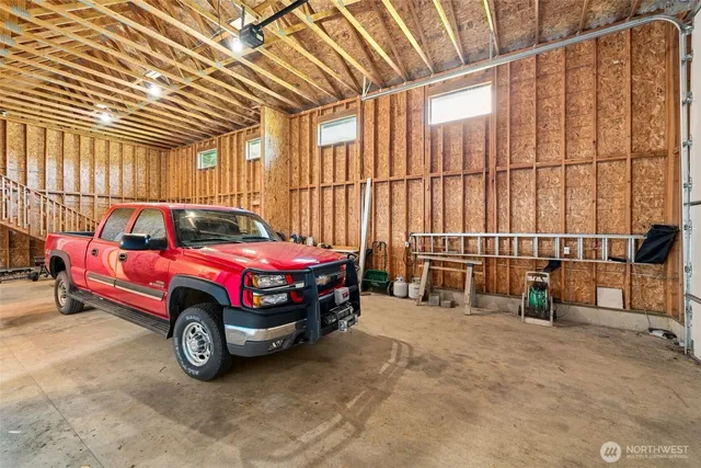 a car parked in a garage