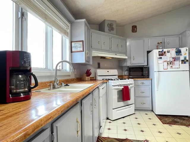 a kitchen with a sink a stove and a refrigerator