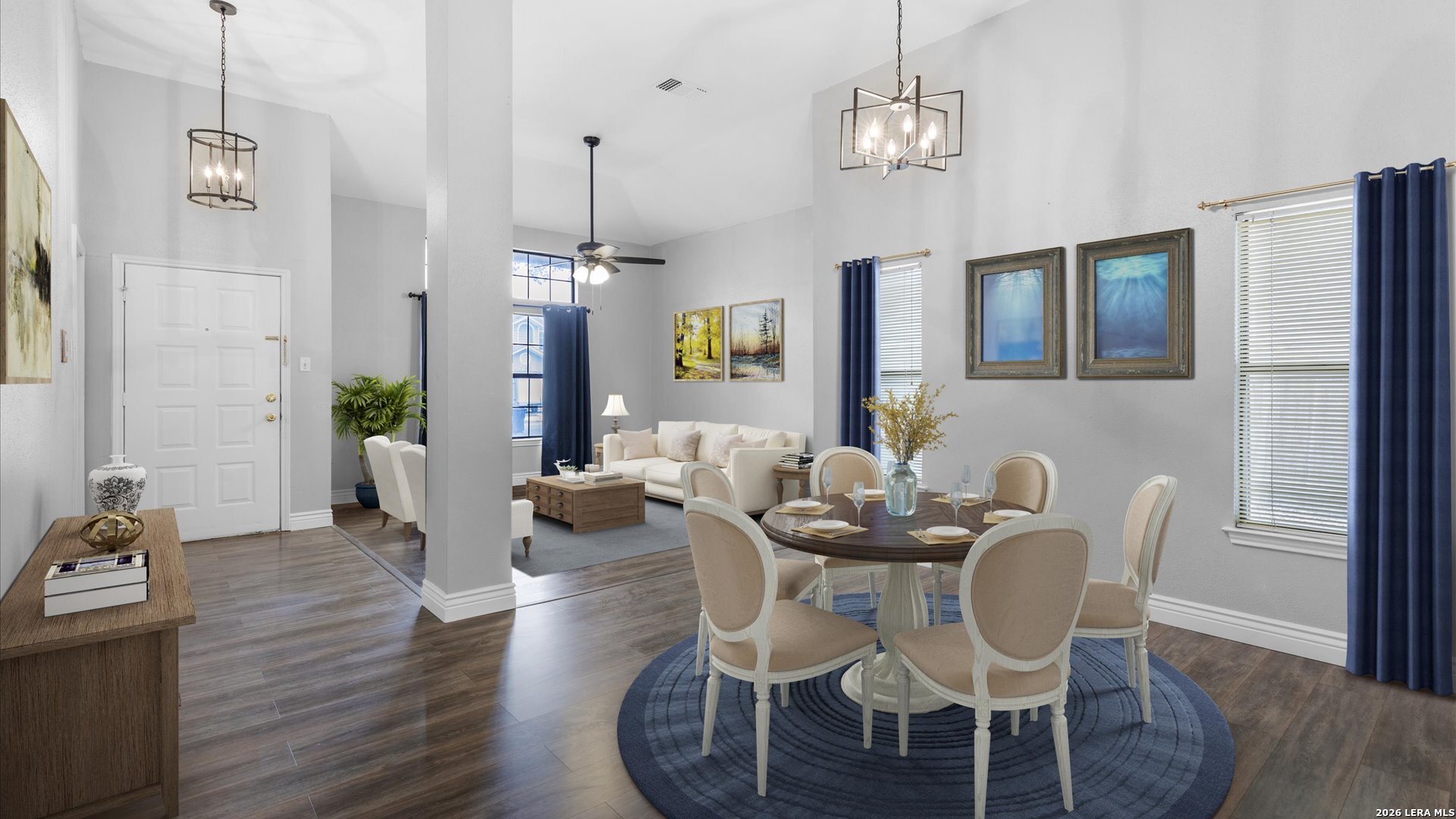 9847 Spring Harvest San Antonio, TX 78254 - Photo 4 of 27 a view of a dining room with furniture wooden floor and chandelier