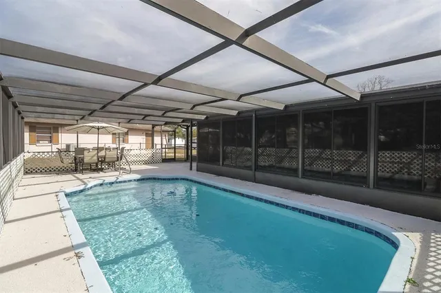 a swimming pool with yard