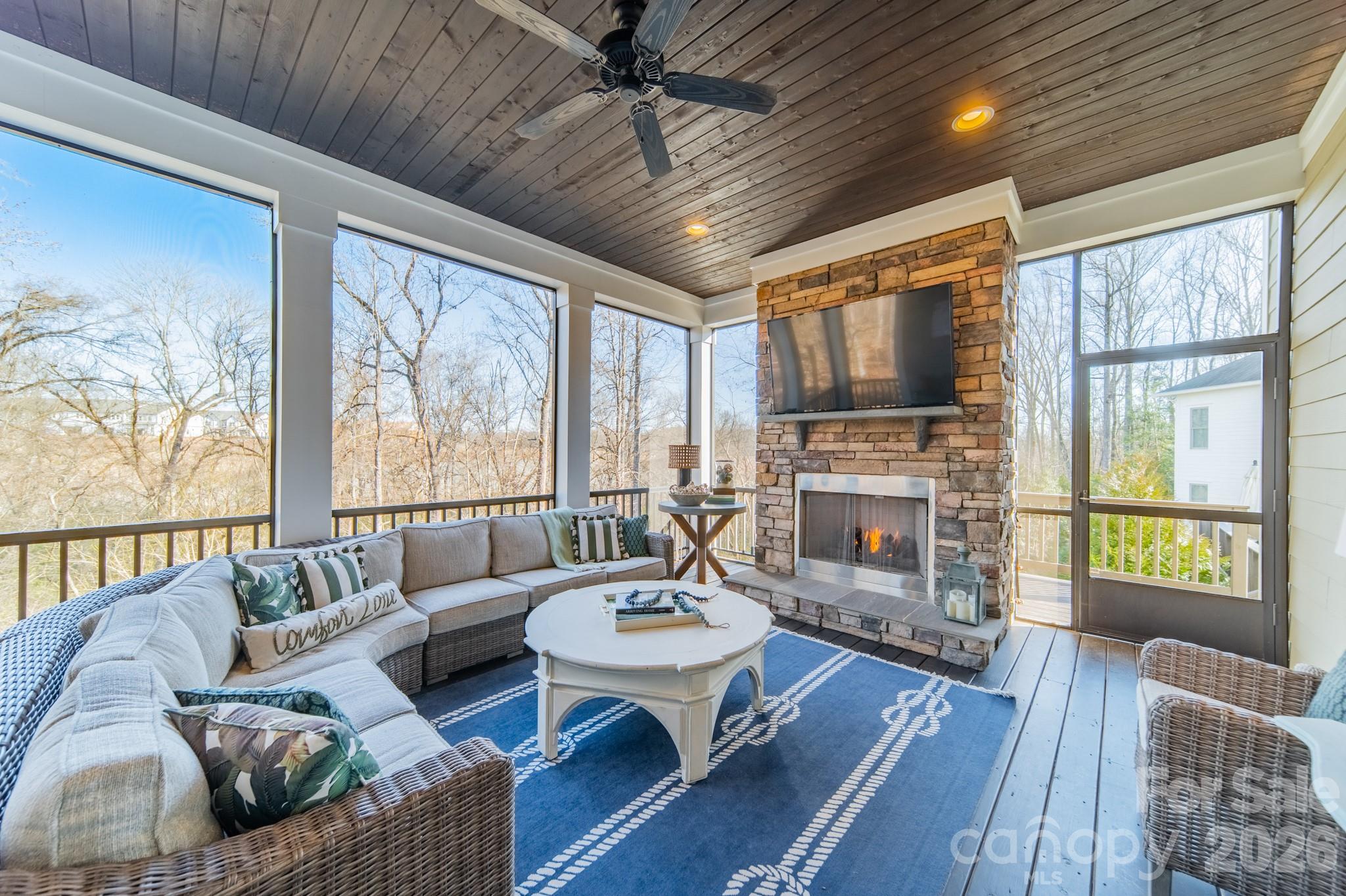 2289 Tatton Hall Road Fort Mill, SC 29715 - Photo 20 of 48 a living room with furniture a fireplace and a flat screen tv