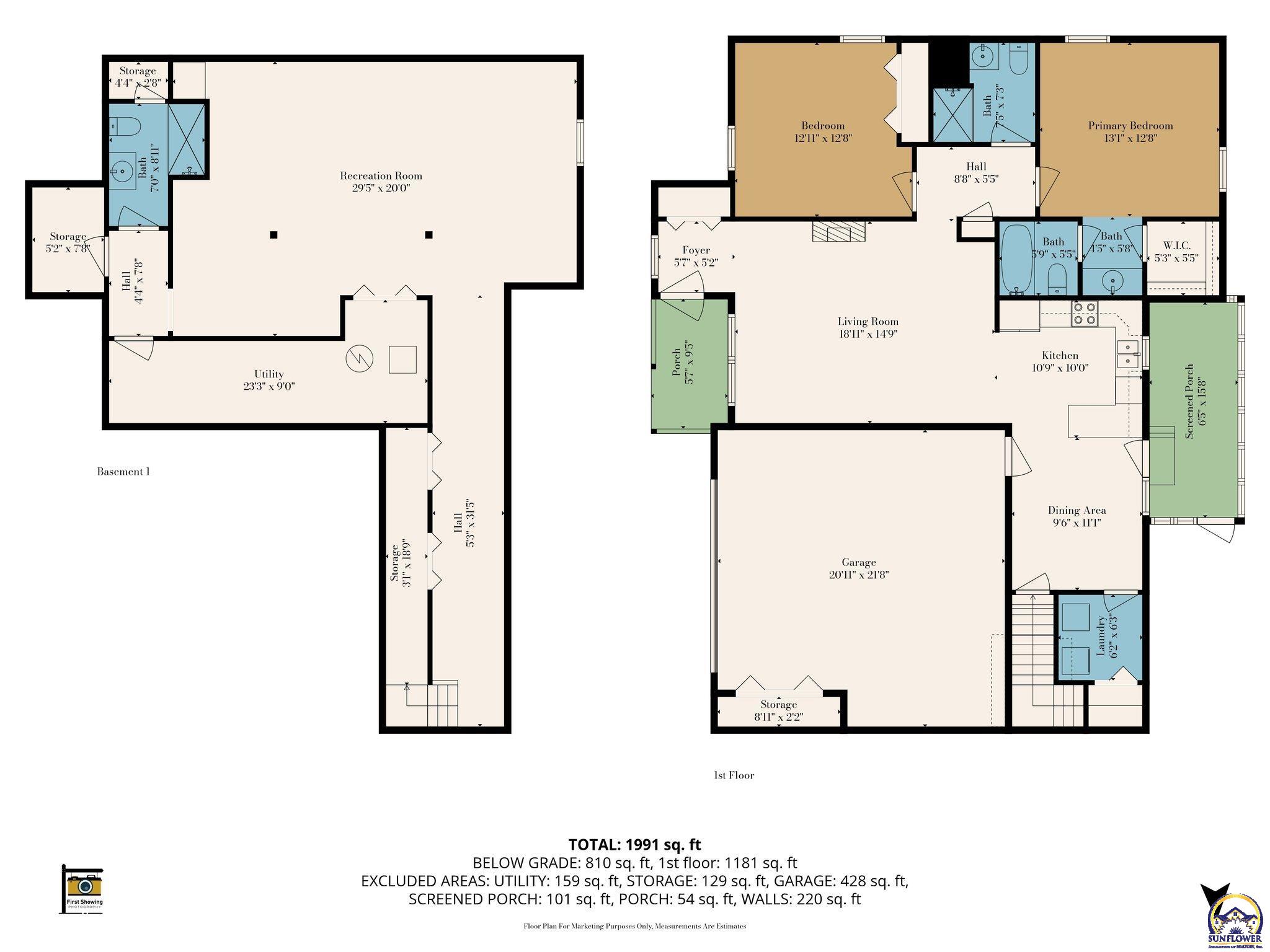 2393 Southwest Honeysuckle Lane Topeka, KS 66614 - Photo 39 of 40 Combined Floor Plan with Measurements