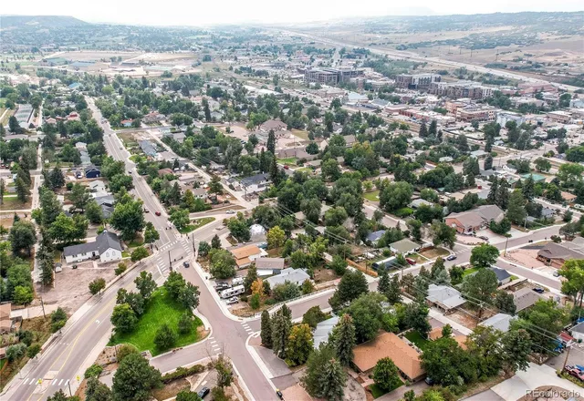 an aerial view of a city