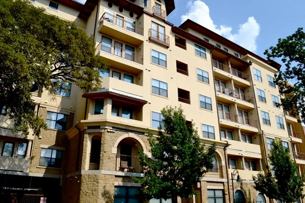 a front view of a multi story building