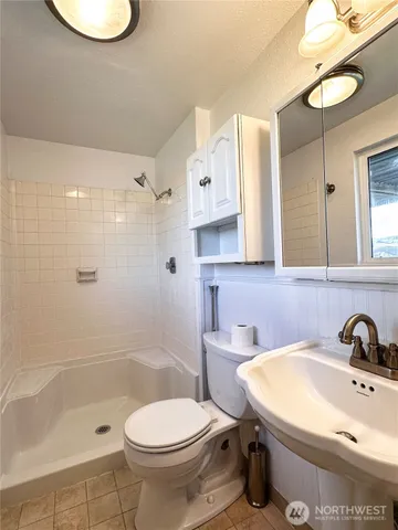 a view of a room with a window