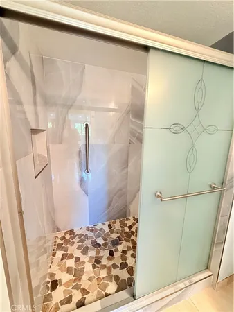 a view of a room with a window