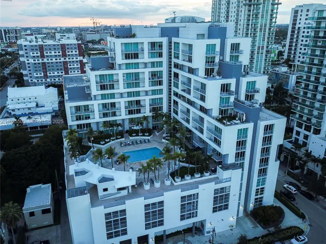 a city view with tall buildings