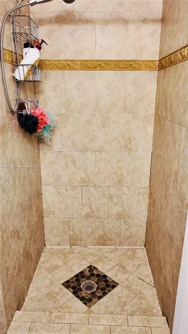 a bathroom with a shower