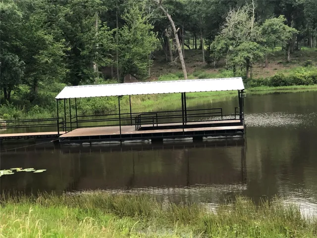 a view of river and trees in the background