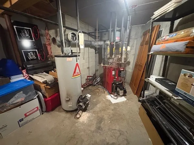 a water heater on the side of a glass door