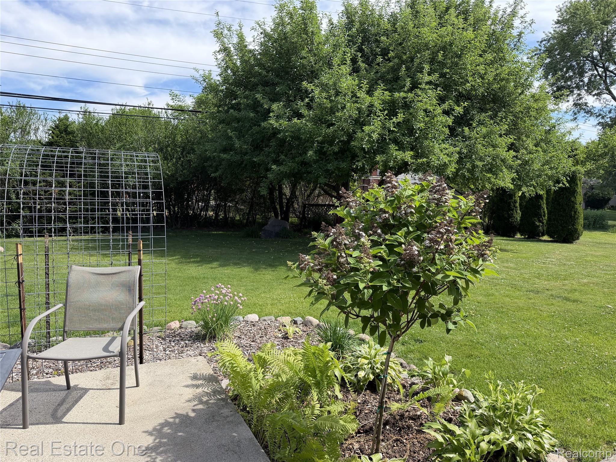 1115 Torpey Road Troy, MI 48083 - Photo 35 of 38 Expansive grassy yard area with mature trees and established landscaping beds