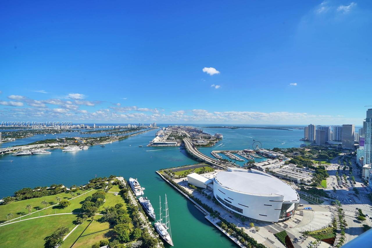a view of a city and ocean view