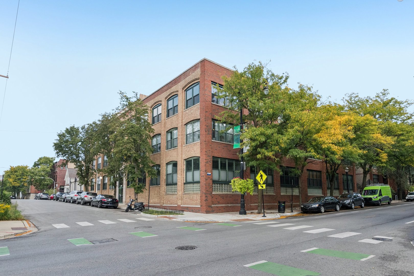 a building with trees in front of it