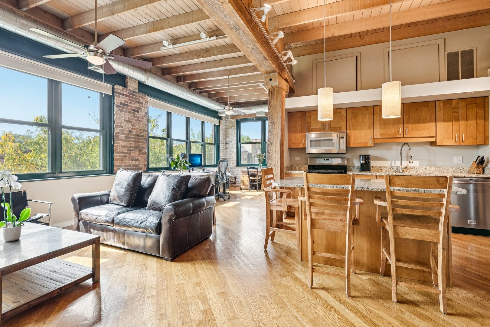 3201 North Ravenswood Avenue, Unit 301 Chicago, IL 60657 - Photo 10 of 38 a living room with furniture windows and flat screen tv