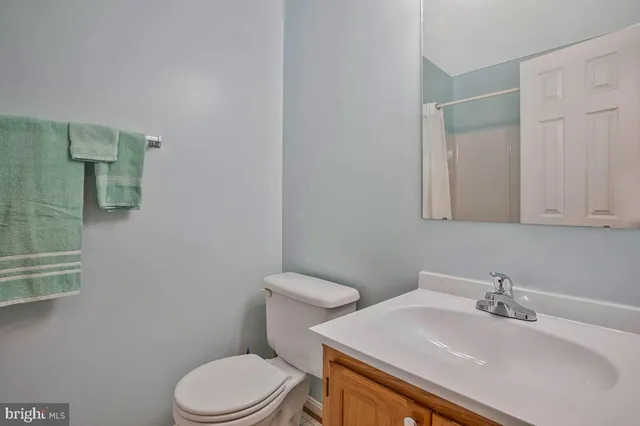 a bathroom with a sink a toilet and mirror
