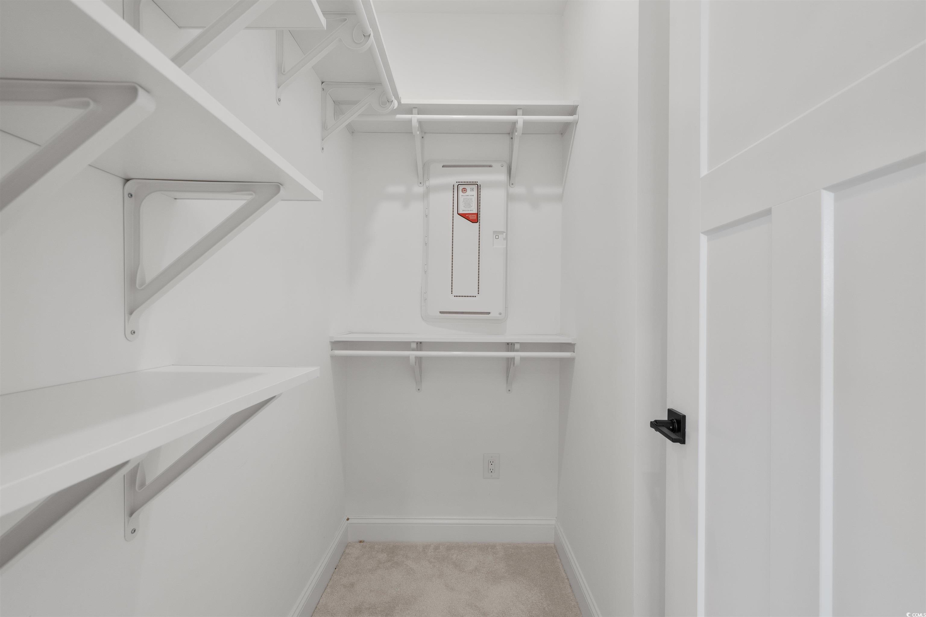 8476 Duke Place, Unit 32 Myrtle Beach, SC 29572 - Photo 30 of 40 Walk in closet with light colored carpet and electric panel