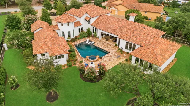 an aerial view of a house