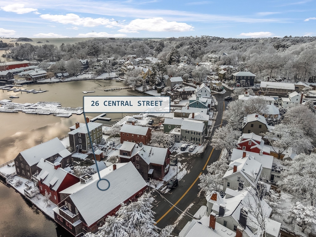 26 Central Street Manchester, MA 01944 - Photo 3 of 15 an aerial view of house with yard and ocean view