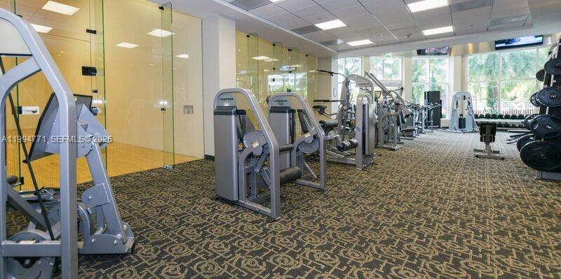 901 Brickell Key Boulevard, Unit 3102 Miami, FL 33131 - Photo 46 of 56 a view of a room with gym equipment