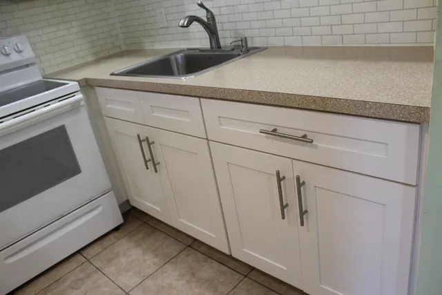a close view of a sink in the bathroom
