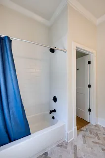 a bathroom with a bathtub