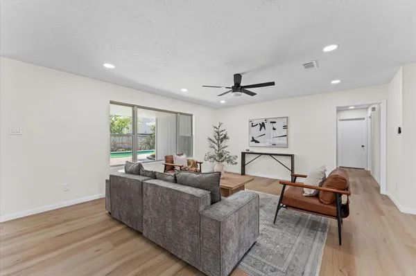 a living room with furniture