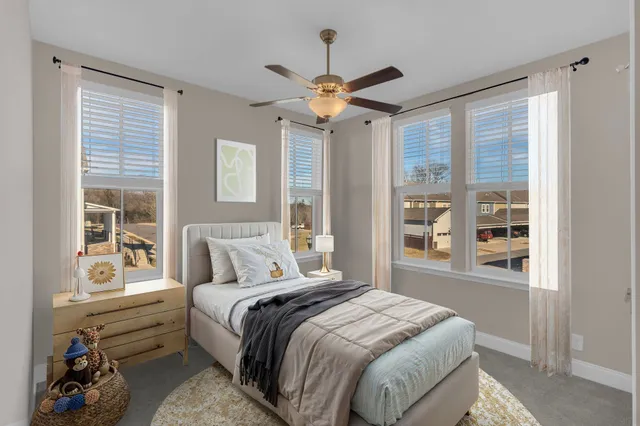 an empty room with windows