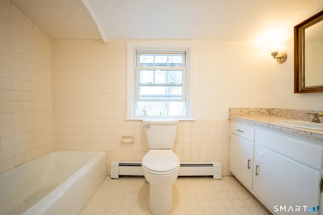 a bathroom with a toilet a sink and mirror