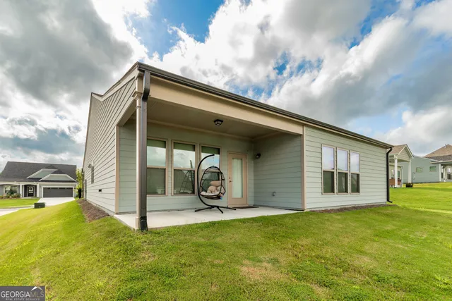 a view of a garden from a balcony